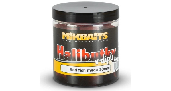 MIKBAITS - Halibutky v dipe 20 mm 250 ml Red Fish Halibut