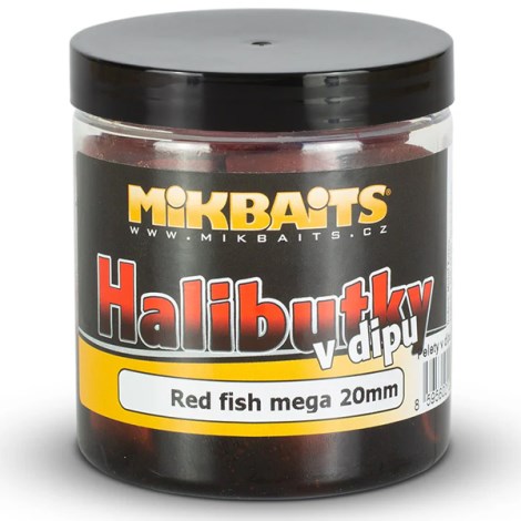 MIKBAITS - Halibutky v dipe 20 mm 250 ml Red Fish Halibut