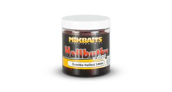 MIKBAITS - Halibutky v dipe 250 ml Slivka Halibut 14 mm