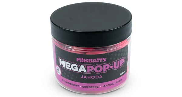 MIKBAITS - Mega plávajúce Fluo boilies 25 mm 300 ml Jahoda