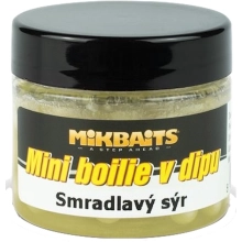 MIKBAITS - Mini boilies v dipe Smradľavý syr 8 mm 50 ml