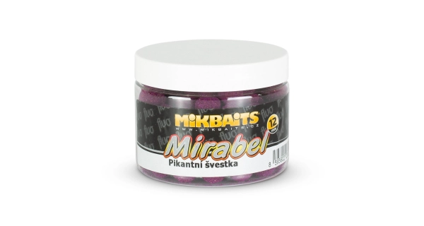 MIKBAITS - Mirabel Fluo boilie 150 ml Pikantná slivka 12 mm