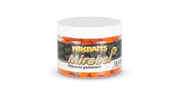 MIKBAITS - Mirabel Fluo boilie 150 ml Polnočný pomaranč 12 mm