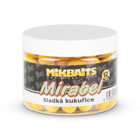 MIKBAITS - Mirabel Fluo boilies 150 ml Sladká kukurica 12 mm