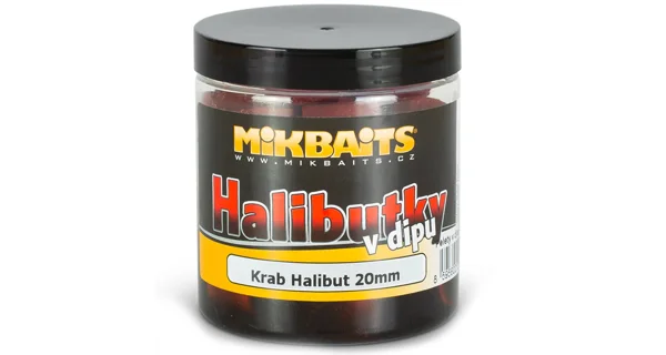 MIKBAITS - Pelety Halibutky v dipe 20 mm 250 ml Krab Halibut