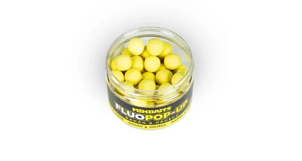 MIKBAITS - Plávajúce boilie Fluo Banán Hruška 150 ml 14 mm