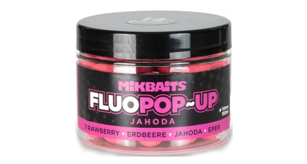 MIKBAITS - Plávajúce boilie Fluo Jahoda 150 ml 14 mm