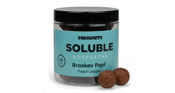 MIKBAITS - Rozpustné boilie Soluble 20 mm 250 ml Broskyňa korenie
