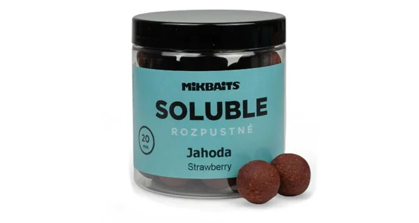 MIKBAITS - Rozpustné boilie Soluble 20 mm 250 ml Jahoda