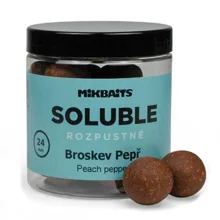 MIKBAITS - Rozpustné boilie Soluble 24 mm 250 ml Broskyňa korenie
