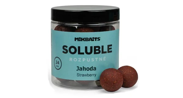 MIKBAITS - Rozpustné boilie Soluble 24 mm 250 ml Jahoda