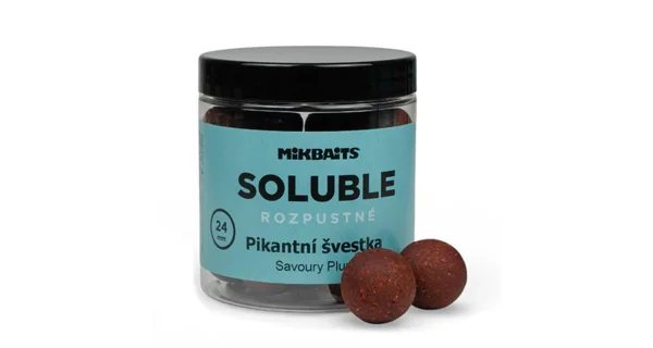 MIKBAITS - Rozpustné boilie Soluble 24 mm 250 ml Pikantná slivka