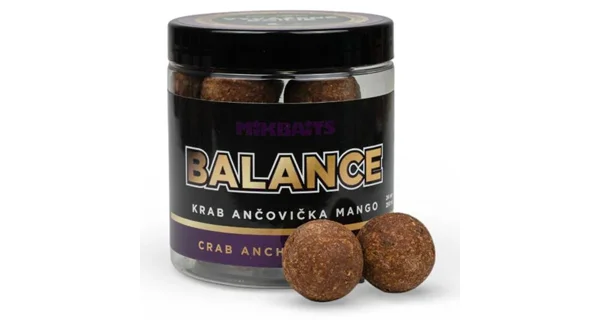 MIKBAITS - Vyvážené boilies Balance Fanatica 24 mm 250 ml Krab Ančovička Mango