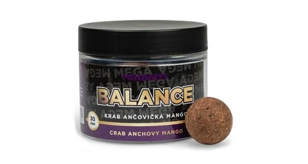 MIKBAITS - Vyvážené boilies Mega Balance 30 mm 300 ml Krab ančovička mango