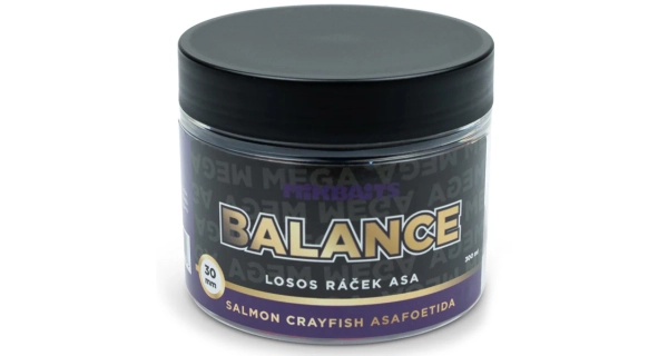 MIKBAITS - Vyvážené boilies Mega Balance Fanatica 30 mm 300 ml Losos Ráčik Asa