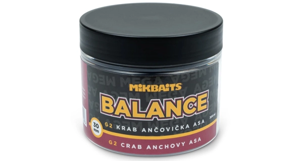 MIKBAITS - Vyvážené boilies Mega Balance Gangster 30 mm 300 ml G2 Krab Ančovička Asa
