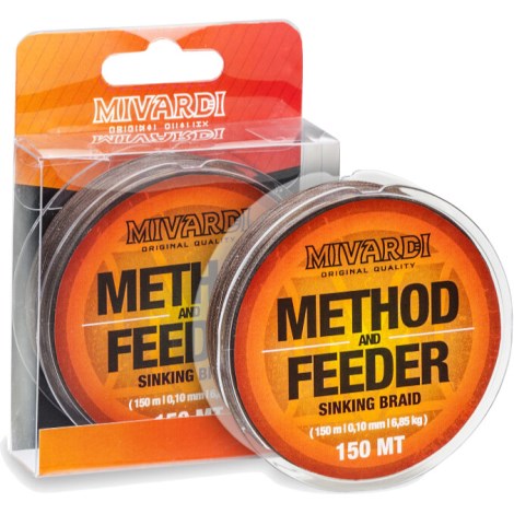 MIVARDI - Splietaná šnúra Method & Feeder Sinking Braid Hnedá 0,10 mm 6,85 kg 150 m