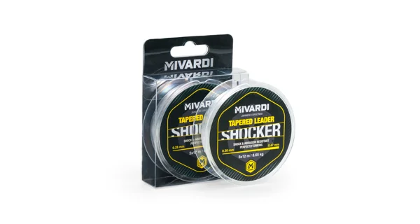 MIVARDI - Ujímaný vlasec Shocker Tapered Leader 0,30-0,47 mm 8,65 kg 5 x 12 m