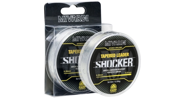 MIVARDI - Ujímaný vlasec Shocker Tapered Leader 0,30-0,57 mm 8,65 kg 5 x 15 m