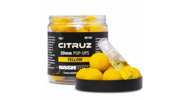 NASH - Boilie Pop Ups Citruz Yellow 20 mm 75 g + Booster Spray 3 ml