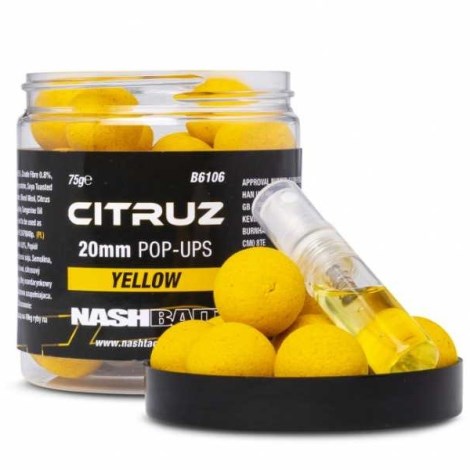 NASH - Boilie Pop Ups Citruz Yellow 20 mm 75 g + Booster Spray 3 ml