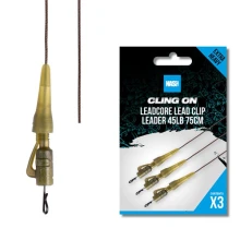 NASH - Montáž Cling Leadcore Lead Clip Leader 75 cm 45 lb 3 ks