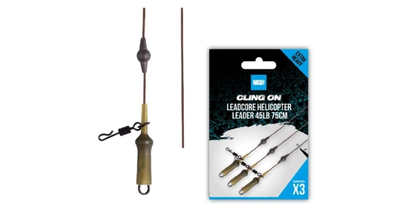 NASH - Montáž Cling On Leadcore Helicopter Leader 75 cm 45 lb 3 ks