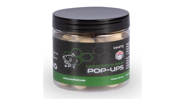 NASH - Plávajúce boilies Pop Ups Monster Shrimp White 15 mm 75 g