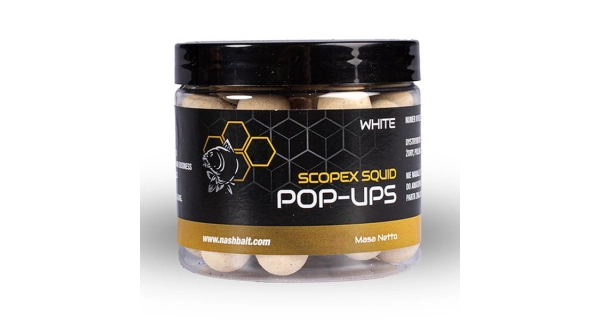 NASH - Plávajúce boilies Pop Ups Scopex Squid White 12 mm 75 g