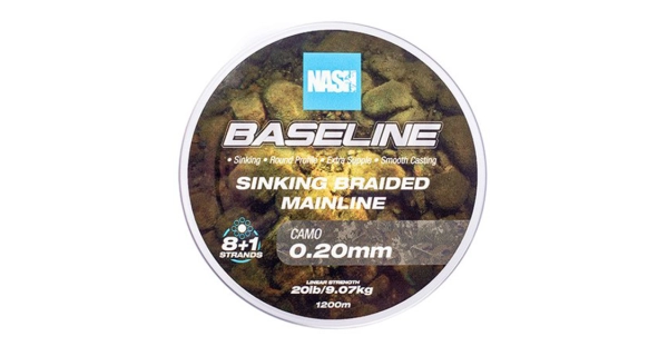 NASH - Pletená šnúra Baseline Sinking Braid Camo 1200 m 0,20 mm 9,07 kg