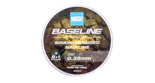 NASH - Pletená šnúra Baseline Sinking Braid Camo 1200 m 0,35 mm 18,14 kg
