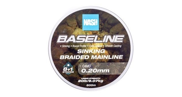 NASH - Pletená šnúra Baseline Sinking Braid Camo 600 m 0,20 mm 9,07 kg