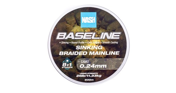 NASH - Pletená šnúra Baseline Sinking Braid Camo 600 m 0,24 mm 11,33 kg