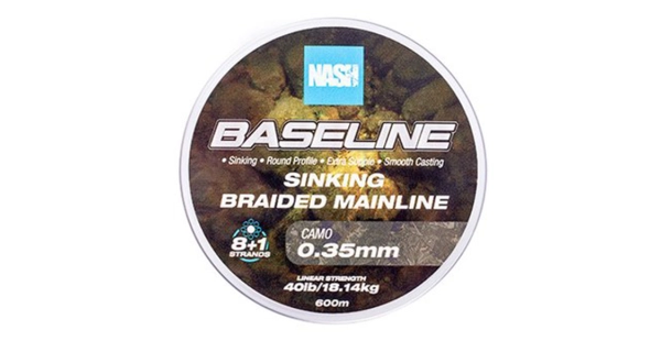 NASH - Pletená šnúra Baseline Sinking Braid Camo 600 m 0,35 mm 18,14 kg