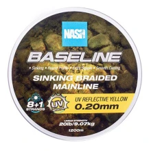 NASH - Pletená šnúra Baseline Sinking Braid UV Yellow 1200 m 0,20 mm 9,07 kg