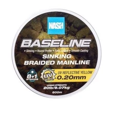 NASH - Pletená šnúra Baseline Sinking Braid UV Yellow 600 m 0,20 mm 9,07 kg