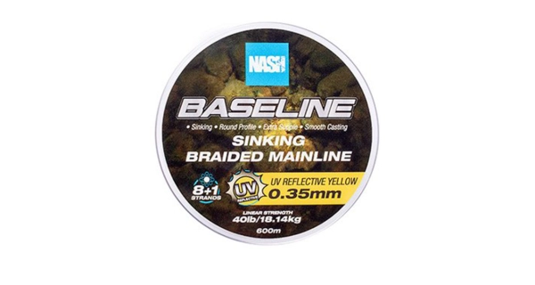 NASH - Pletená šnúra Baseline Sinking Braid UV Yellow 600 m 0,35 mm 18,14 kg