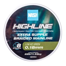 NASH - Pletená šnúra Highline Extra Supple Braid Green 1200 m 0,18 mm 11,3 kg