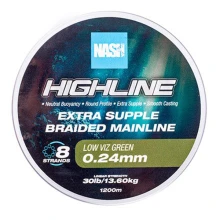 NASH - Pletená šnúra Highline Extra Supple Braid Green 1200 m 0,24 mm 13,6 kg