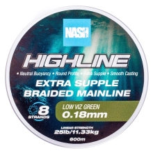 NASH - Pletená šnúra Highline Extra Supple Braid Green 600 m 0,18 mm 11,33 kg