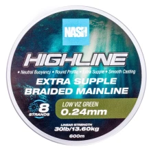 NASH - Pletená šnúra Highline Extra Supple Braid Green 600 m 0,24 mm 13,6 kg