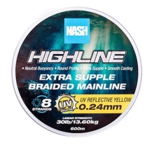 NASH - Pletená šnúra Highline Extra Supple Braid UV Yellow 600 m 0,24 mm 13,6 kg