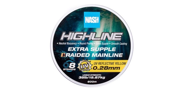 NASH - Pletená šnúra Highline Extra Supple Braid UV Yellow 600 m 0,28 mm 15,87 kg