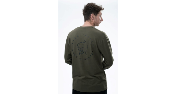 NASH - Tričko Make It Happen Carp Logo Long Sleeve T-Shirt Green veľ. 3XL