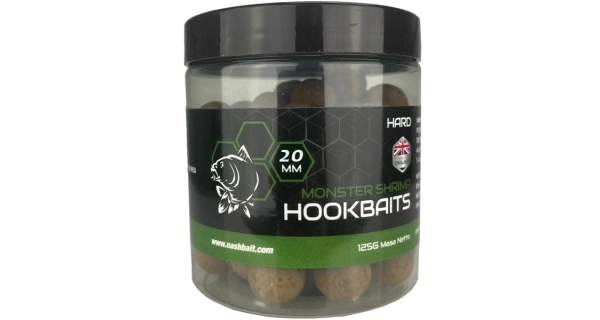 NASH - Tvrdené boilie Hard Hookbaits Monster Shrimp 20 mm 125 g