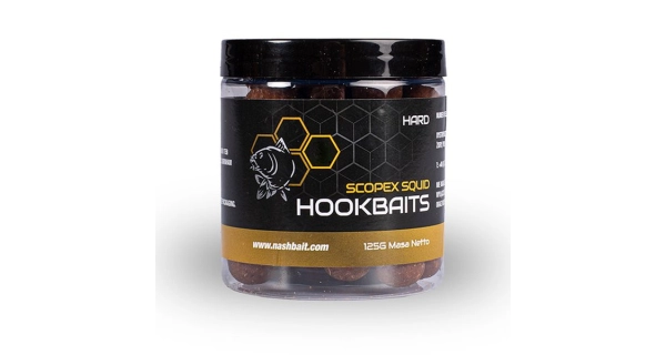 NASH - Tvrdené boilie Hard Hookbaits Scopex Squid 20 mm 125 g