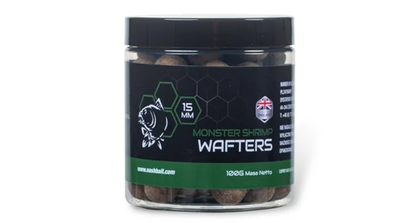 NASH - Vyvážené boilies Monster Shrimp Wafters 15 mm 100 g