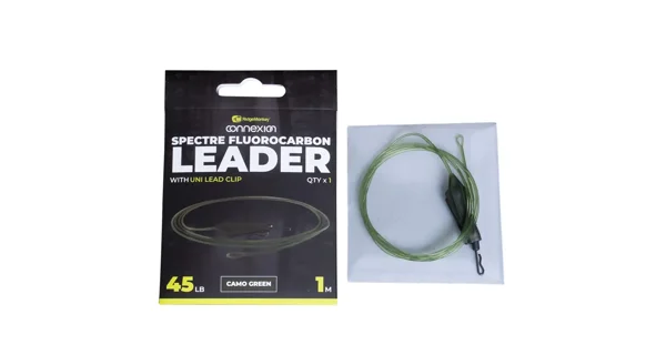 RIDGEMONKEY - Fluorocarbon Uni Lead Clip Leader Camo Green 20,4 kg 1 m