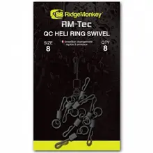 RIDGEMONKEY - Rýchlovýmenný obratlík Connexion QC Heli Ring Swivel veľ. 11 8 ks