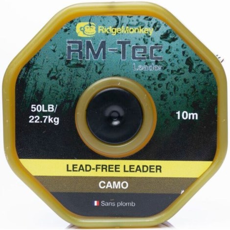 RIDGEMONKEY - Šnúrka RM-Tec Lead Free Leader 50 lb 10 m Camo